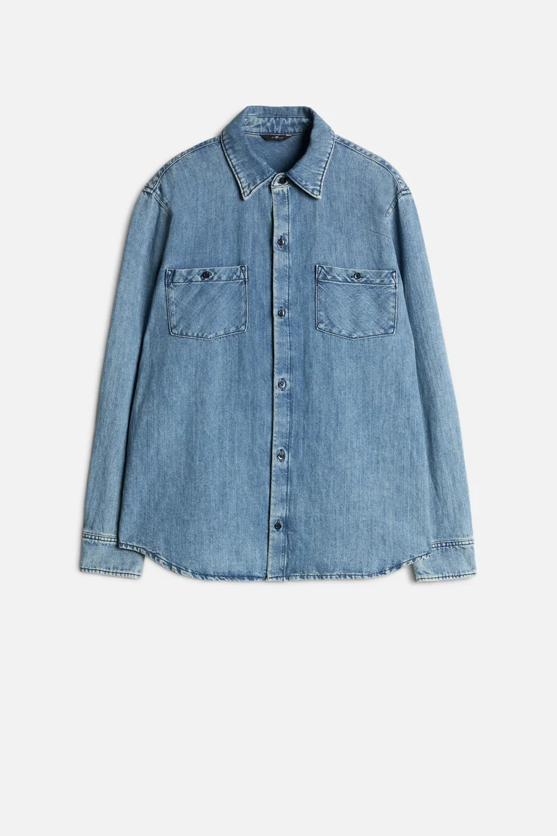 Denim Linen Overshirt in Station