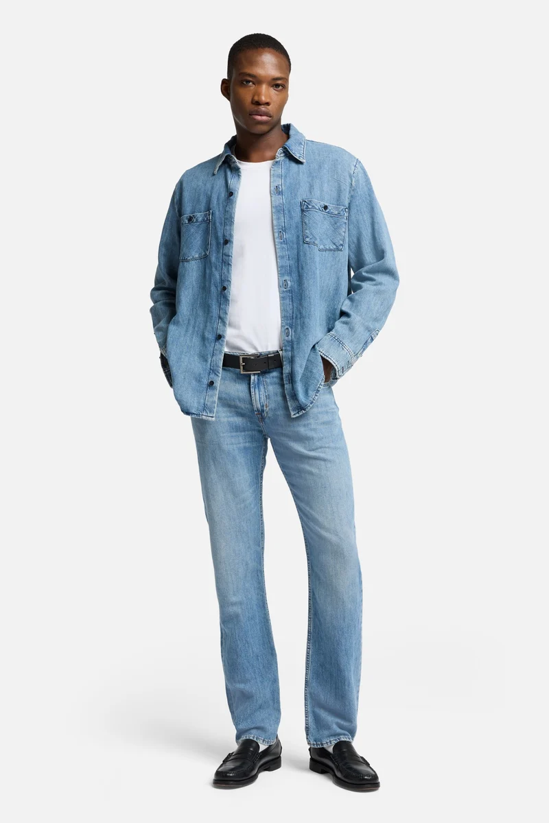 Denim Linen Overshirt in Station