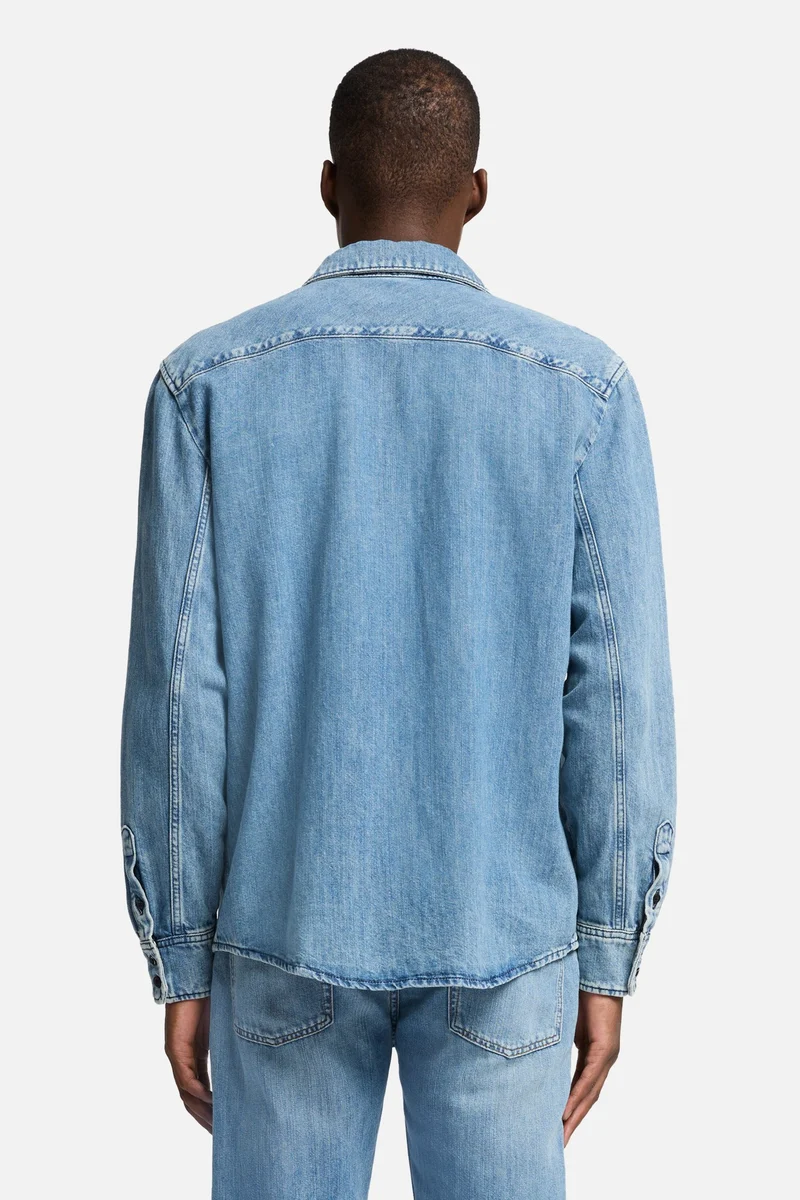 Denim Linen Overshirt in Station
