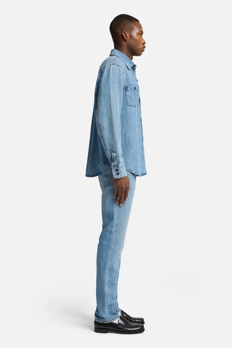 Denim Linen Overshirt in Station