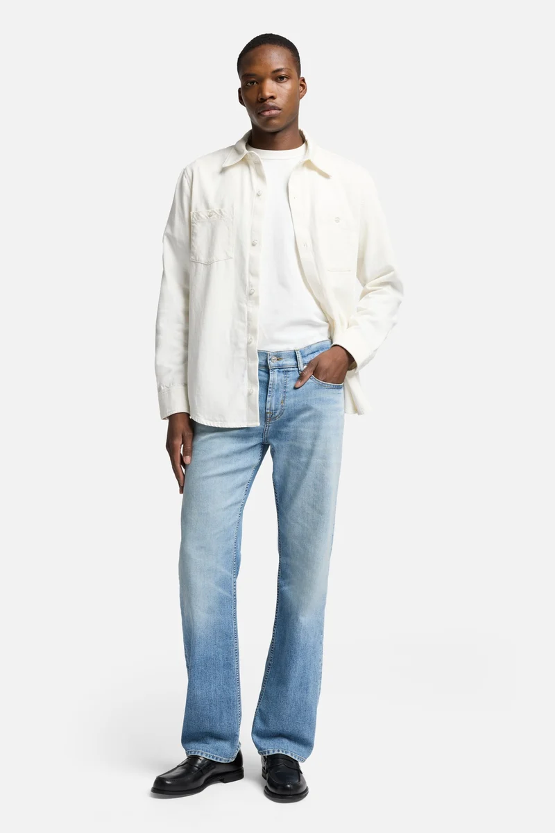 Denim Linen Overshirt in White