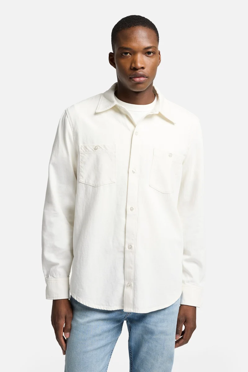 Denim Linen Overshirt in White