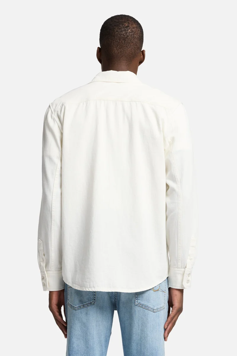 Denim Linen Overshirt in White