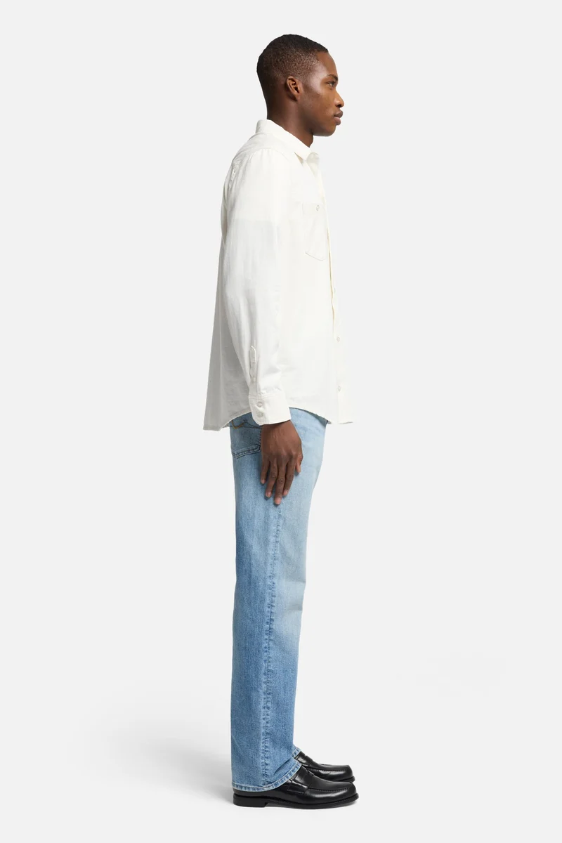 Denim Linen Overshirt in White