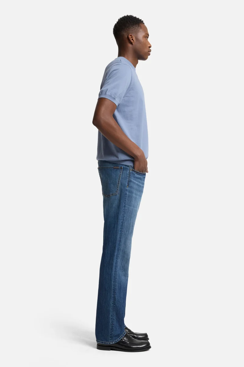 Classic Cotton Short Sleeve Sweater in Slate Blue