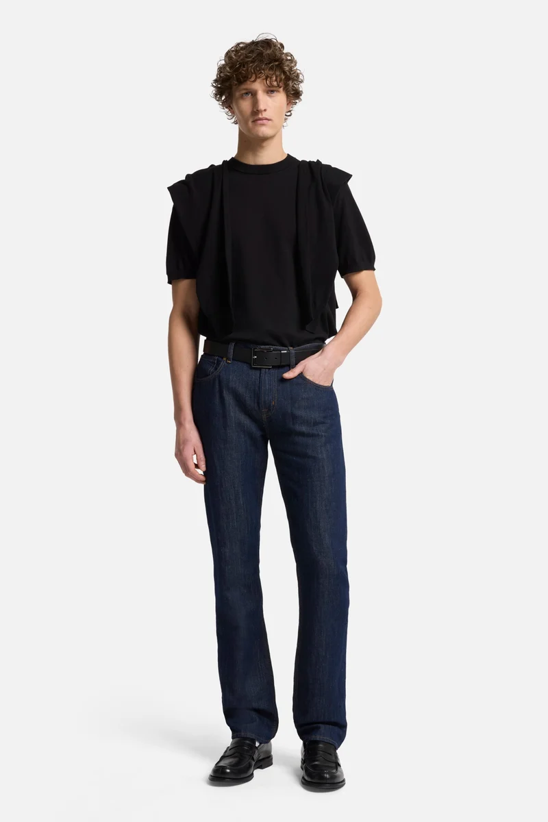 Classic Cotton Short Sleeve Sweater in Black