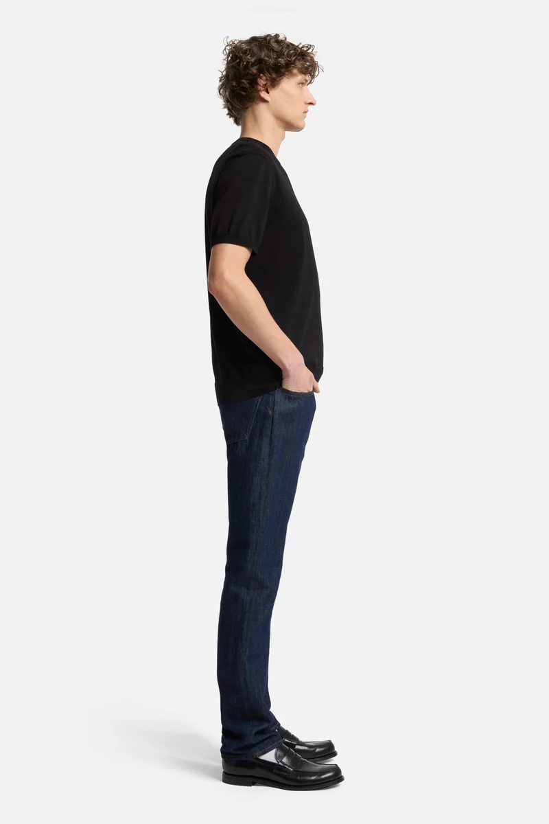 Classic Cotton Short Sleeve Sweater in Black