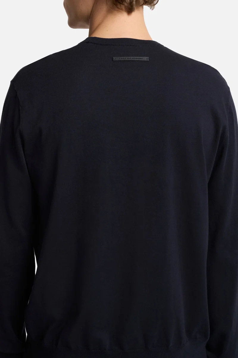 Classic Cotton Long Sleeve Sweater in Navy
