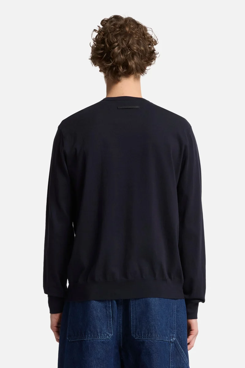 Classic Cotton Long Sleeve Sweater in Navy