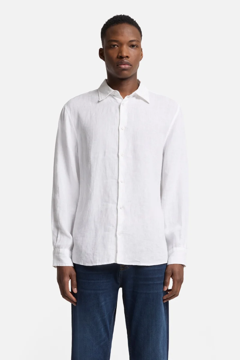 Classic Linen Button Up Shirt in White