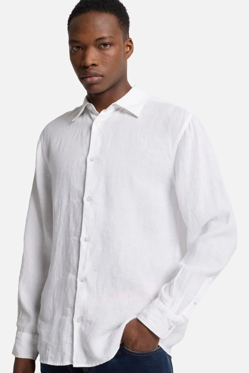 Classic Linen Button Up Shirt in White
