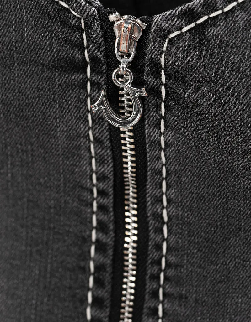 Jeans-Weste Zip Front mit Ziernähten