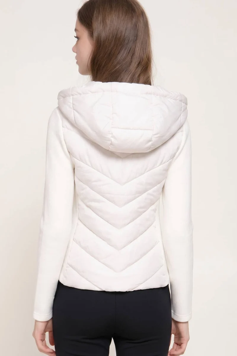 Hight Neck Adjustable Hoodie Quilted Puffer Jacket: BLK-black / L