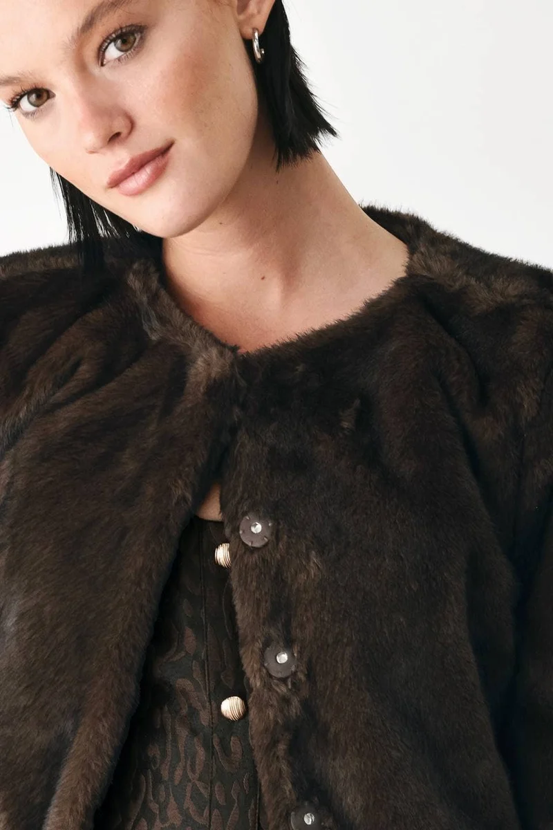A faux fur crop jacket