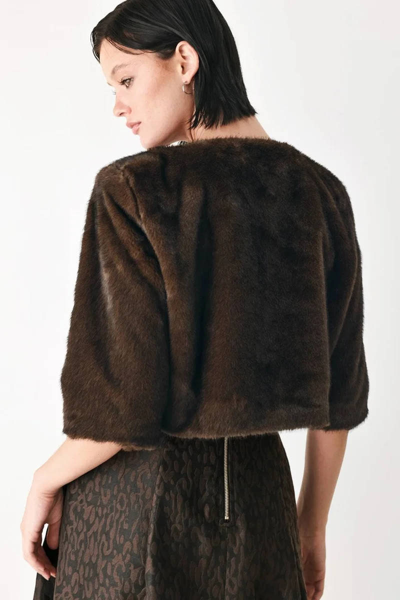 A faux fur crop jacket
