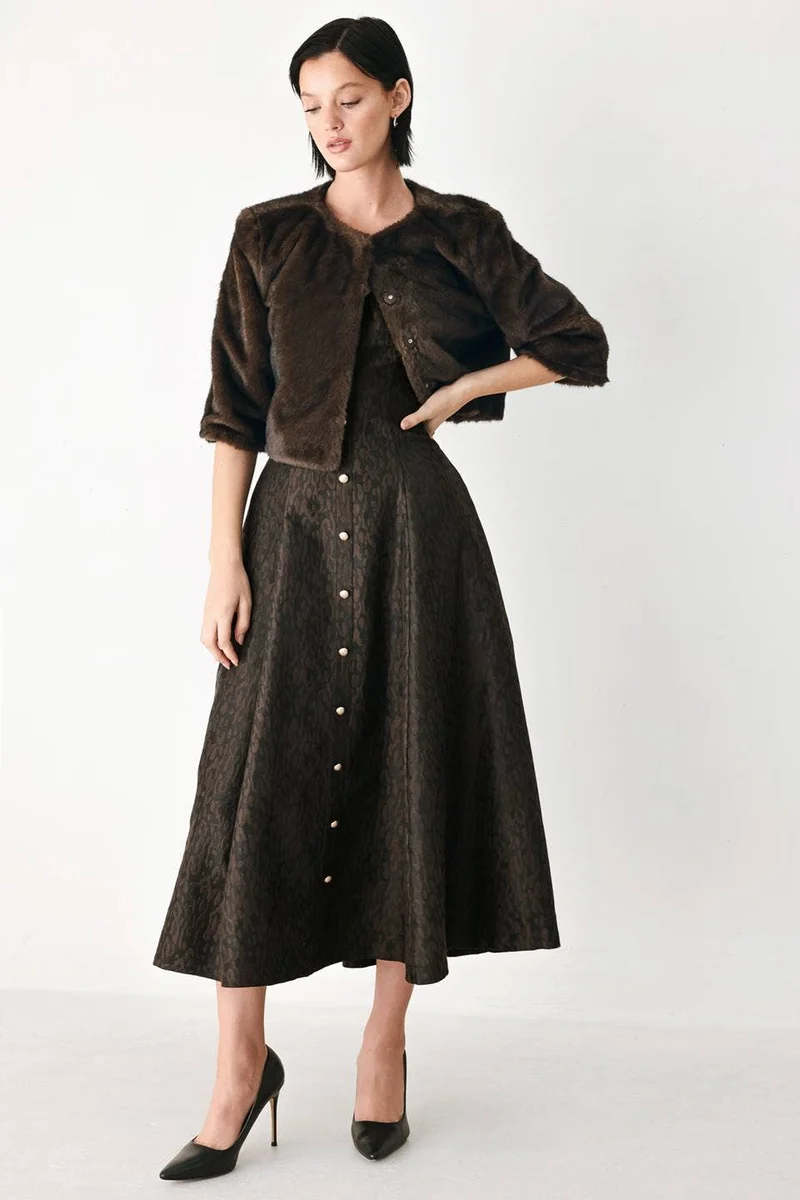 A faux fur crop jacket