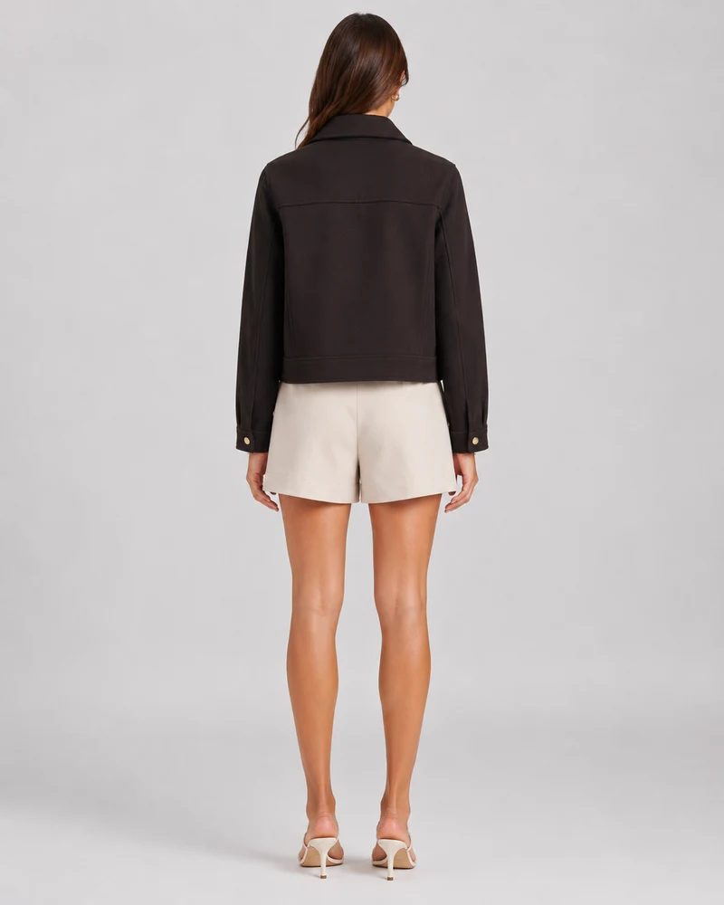 Women’s Cropped Faux Wool Jacket: OATMEAL / M
