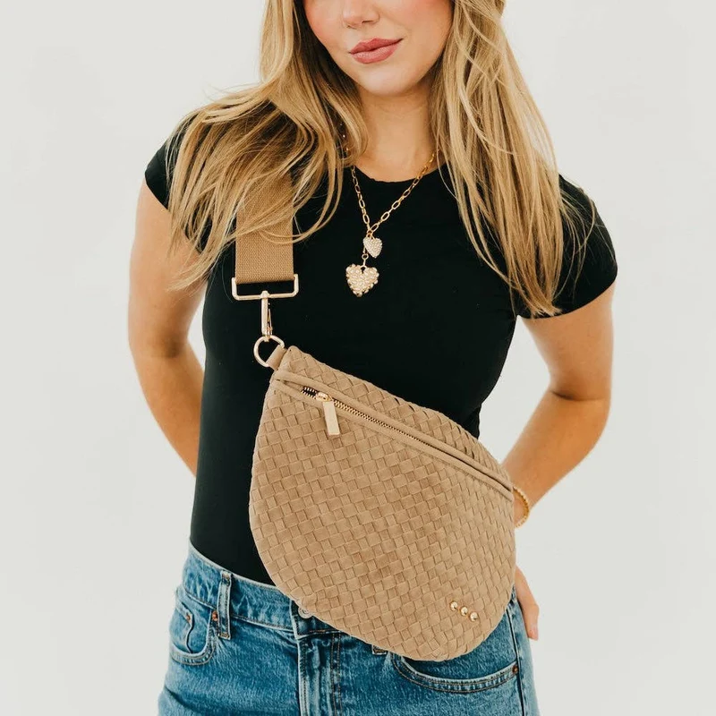 Suede Westlyn Woven Bum Bag: Suede Chocolate
