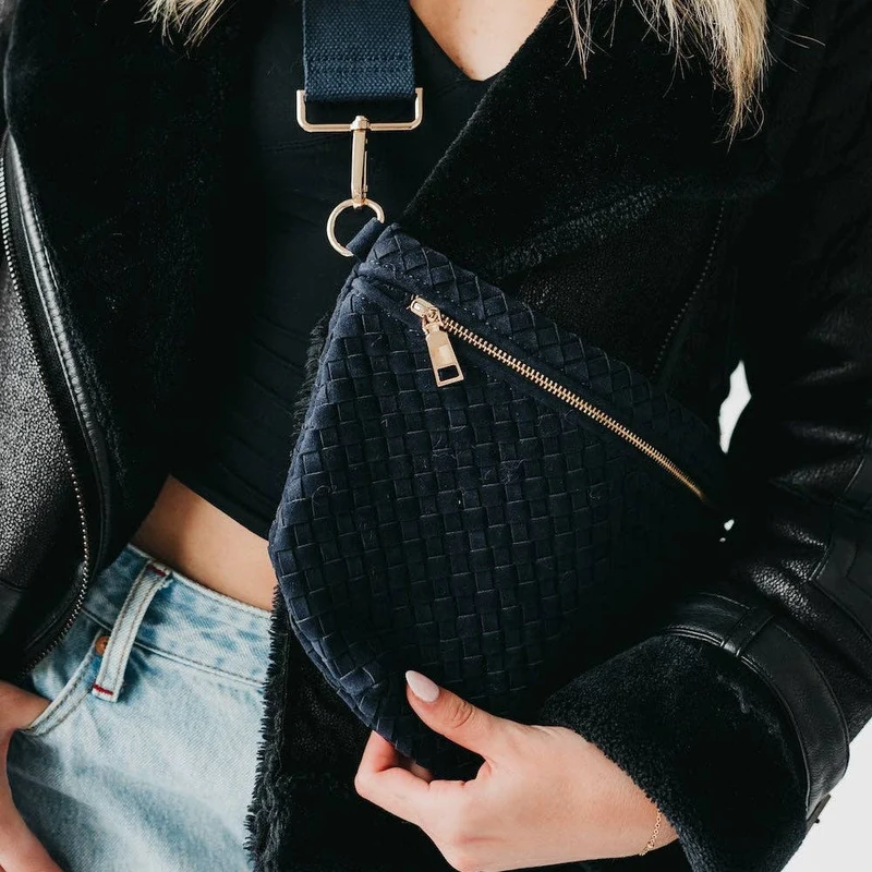 Suede Westlyn Woven Bum Bag: Suede Chocolate