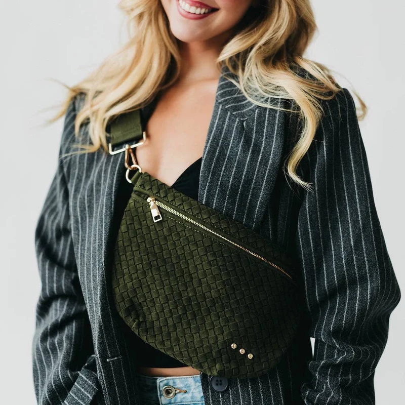 Suede Westlyn Woven Bum Bag: Suede Chocolate