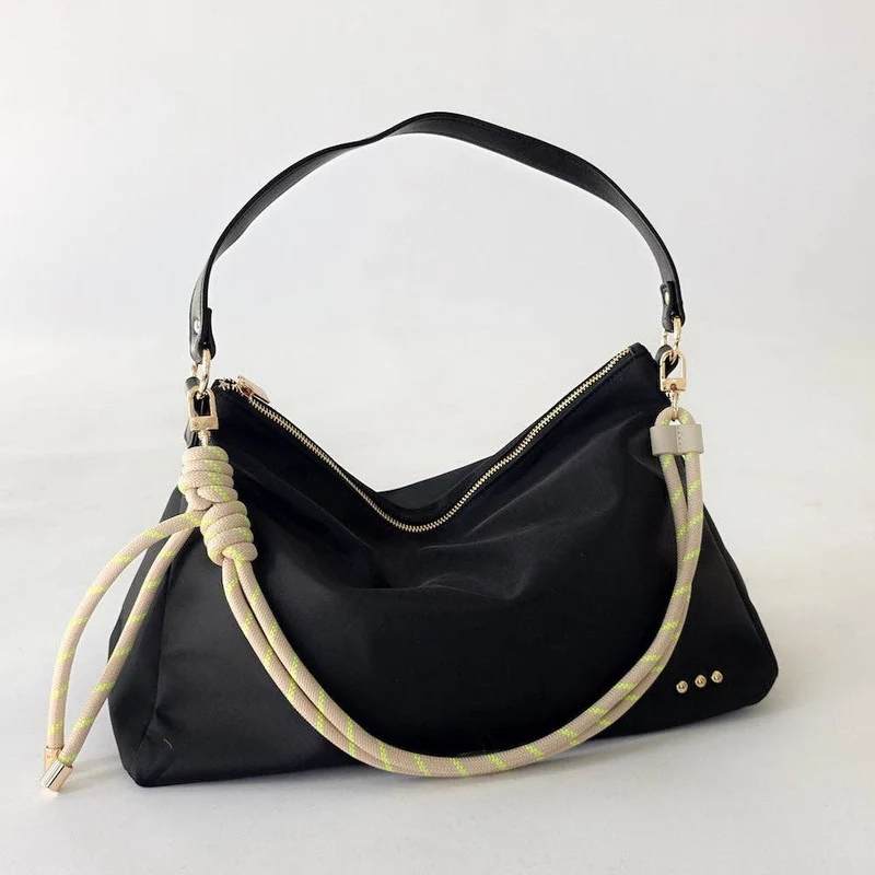 Nikki Nylon Slouchy Shoulder Bag: Navy