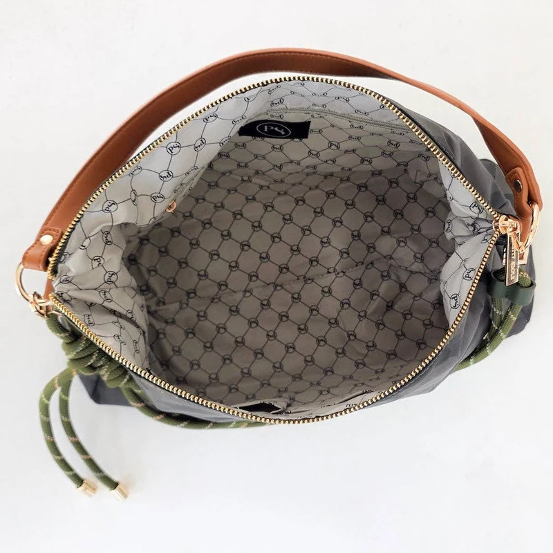 Nikki Nylon Slouchy Shoulder Bag: Navy