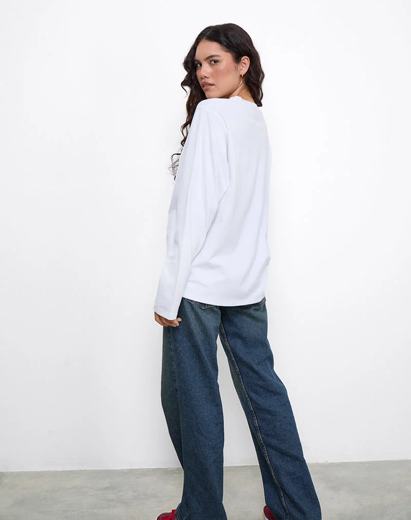 OB Oversized Langarm-Top in Weiß