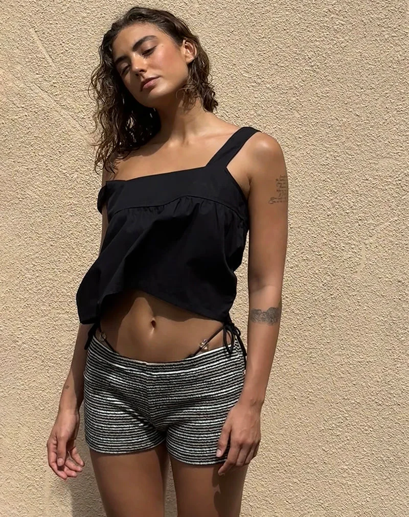 Karana Schößchen-Top aus Popeline Schwarz