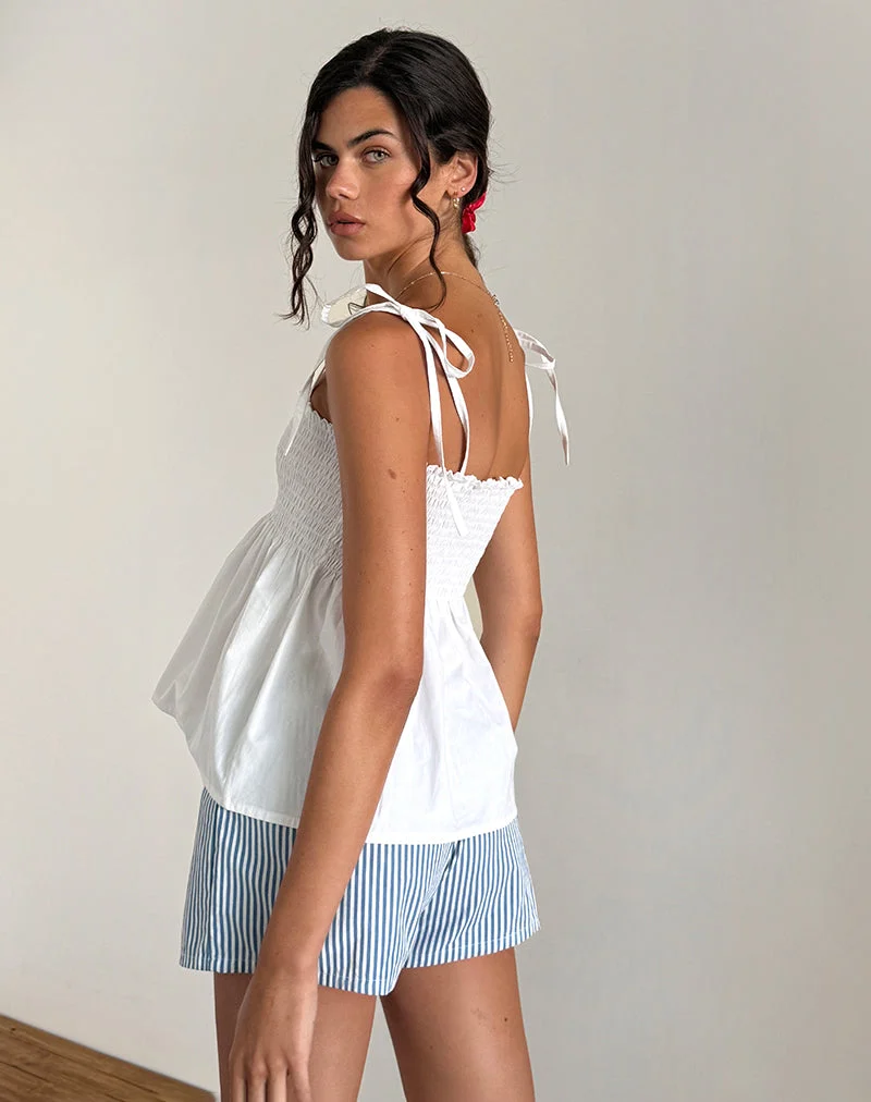 Zerah Gerafftes Cami-Top aus Popeline Weiß