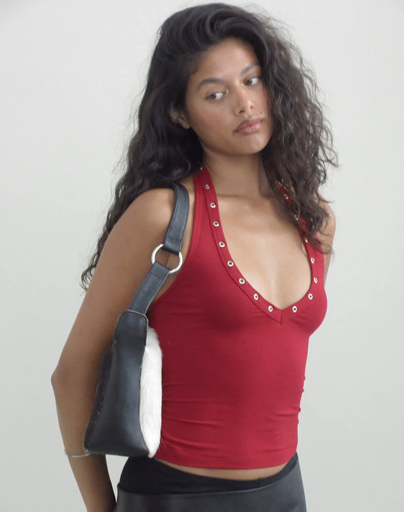 Jugo-Halter-Top in Adrenaline-Rot mit Ösen