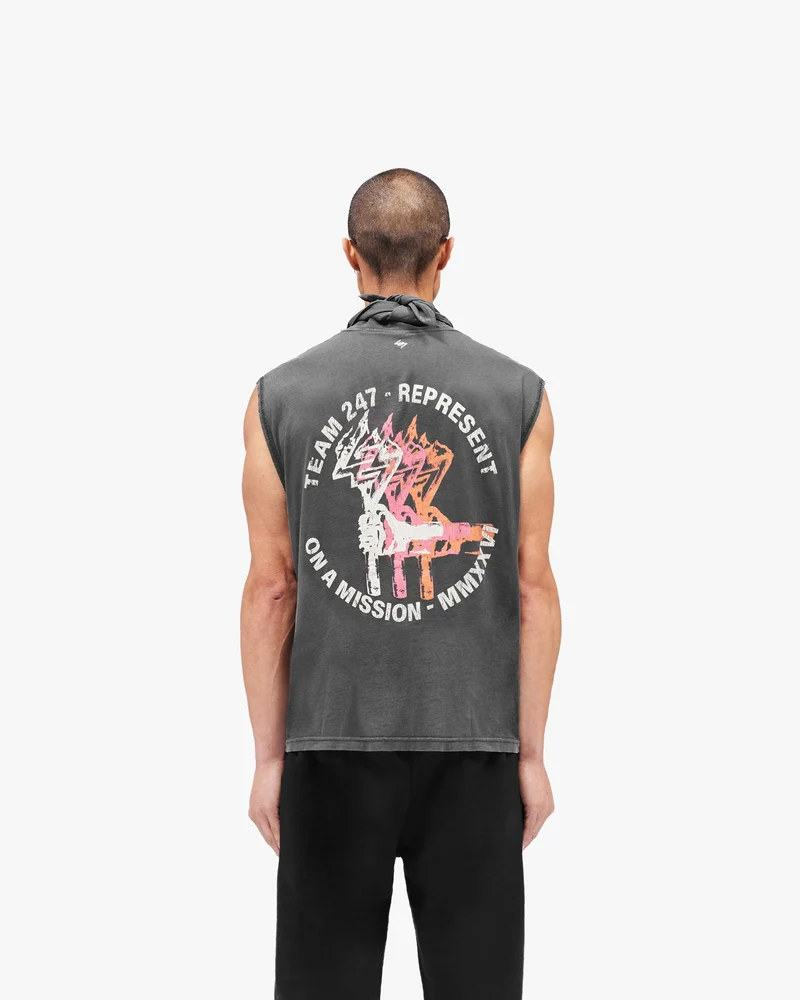 247 Torch Boxy Tank - Washed Black