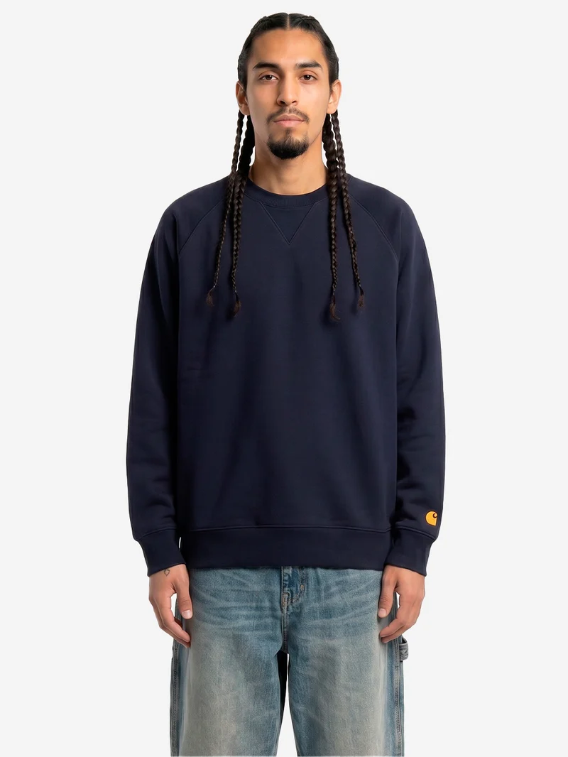 Felpa girocollo navy 'Chase Sweat' con logo ricamato