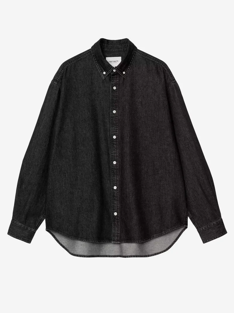 Camicia 'Lucas' button-down in denim nero