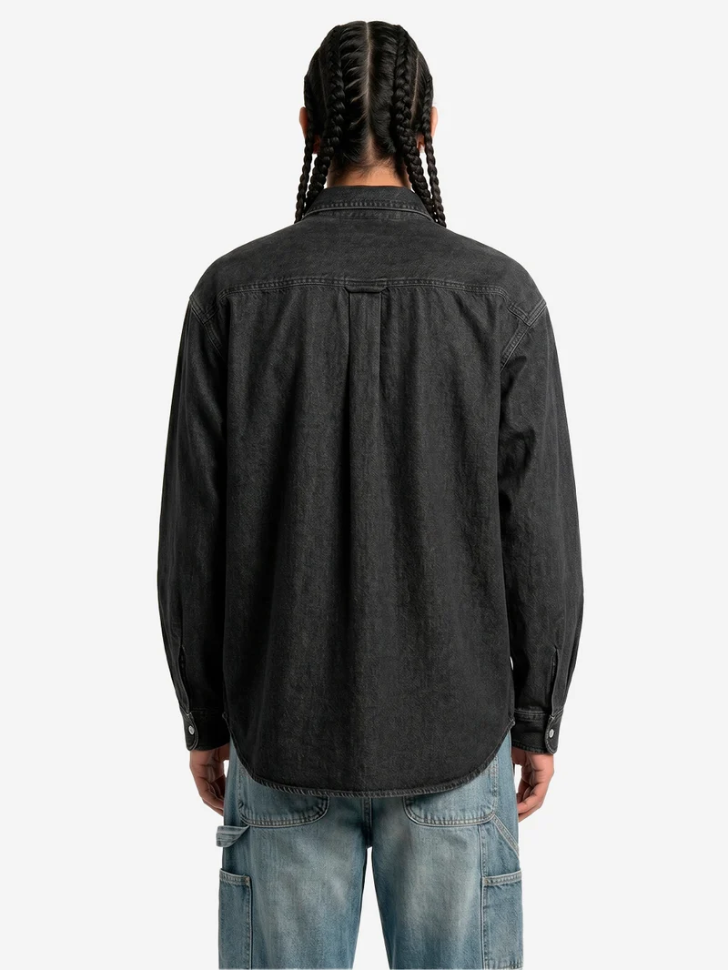 Camicia 'Lucas' button-down in denim nero