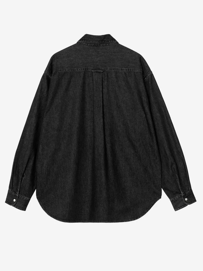 Camicia 'Lucas' button-down in denim nero