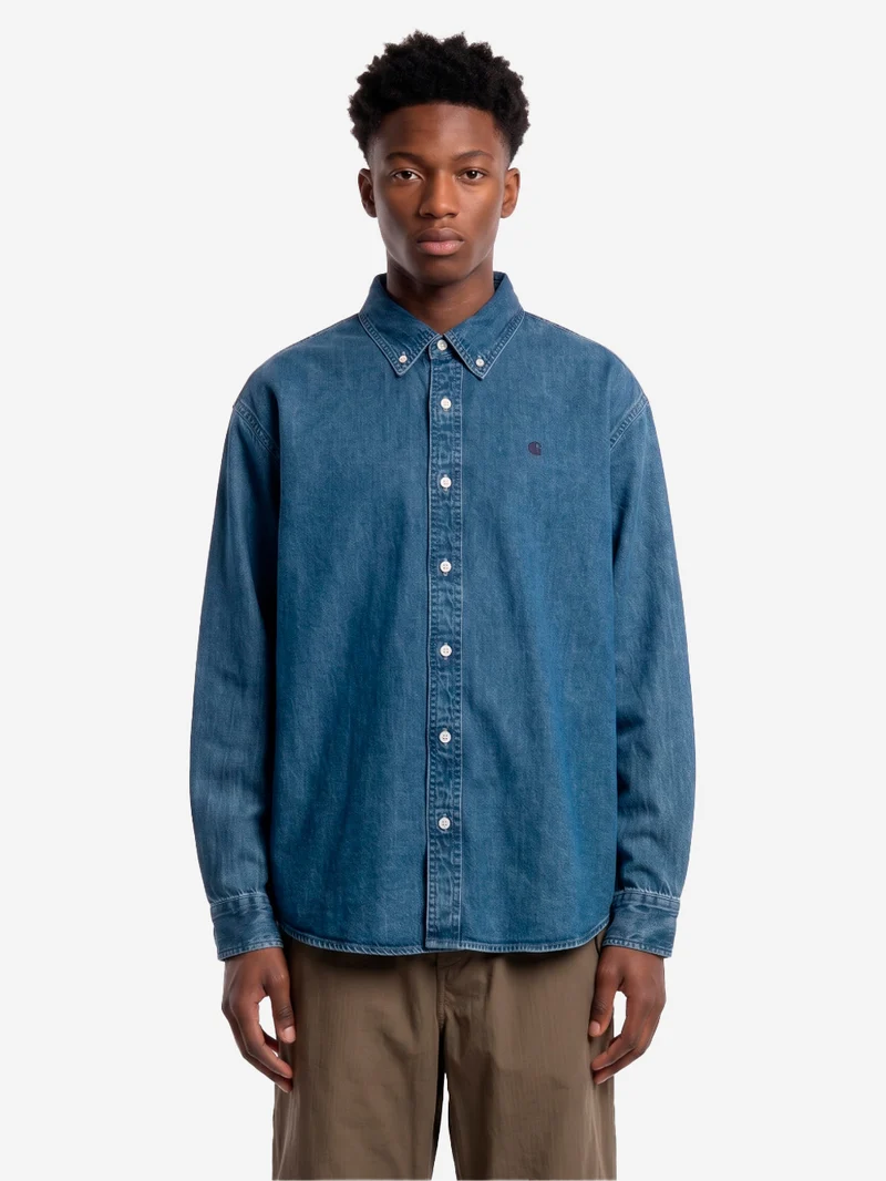 Camicia 'Lucas' button-down in denim blu