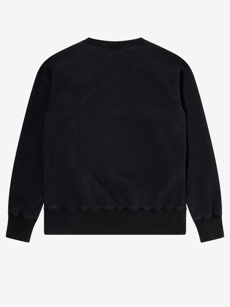 Felpa girocollo nera con maniche raglan