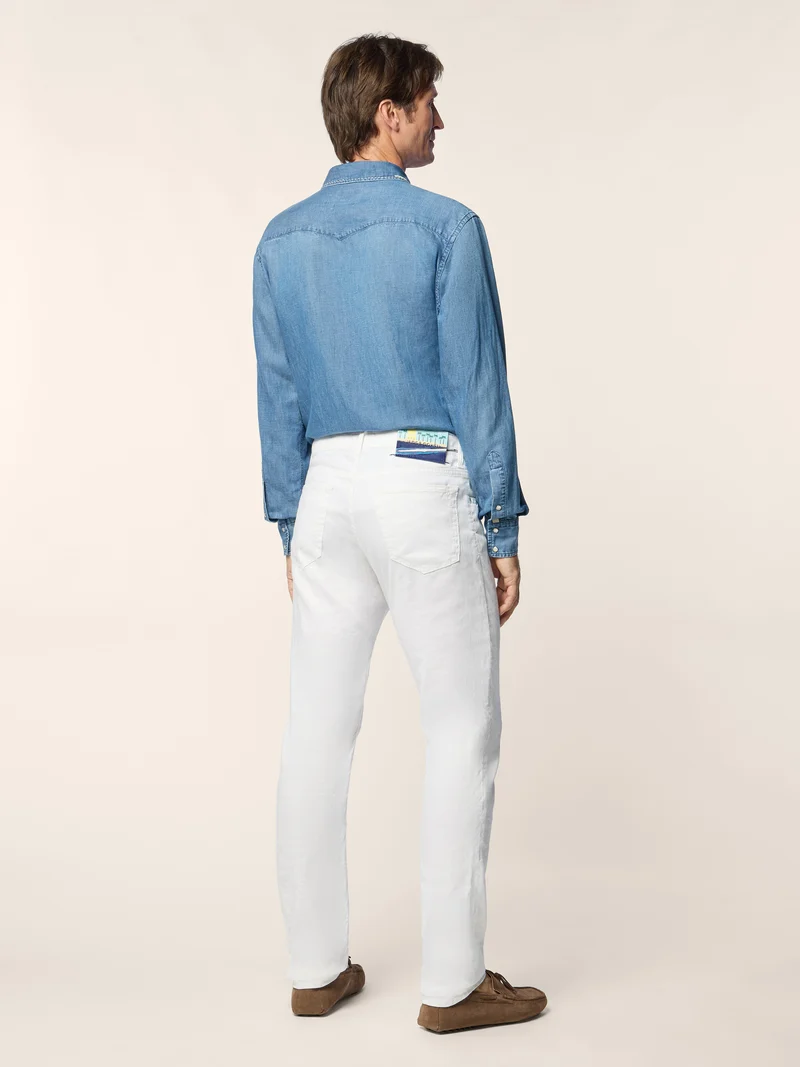 Western Shirt in Cotton-Linen Chambray
