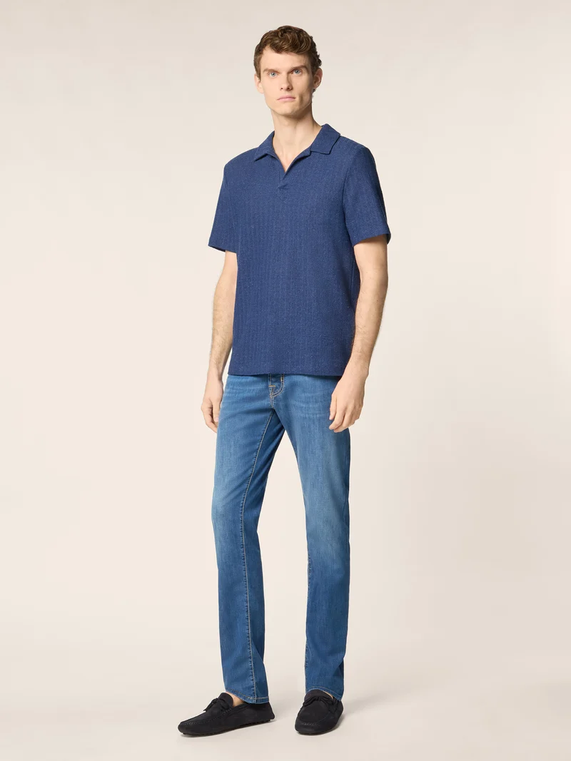 Cotton and Linen Jersey Polo