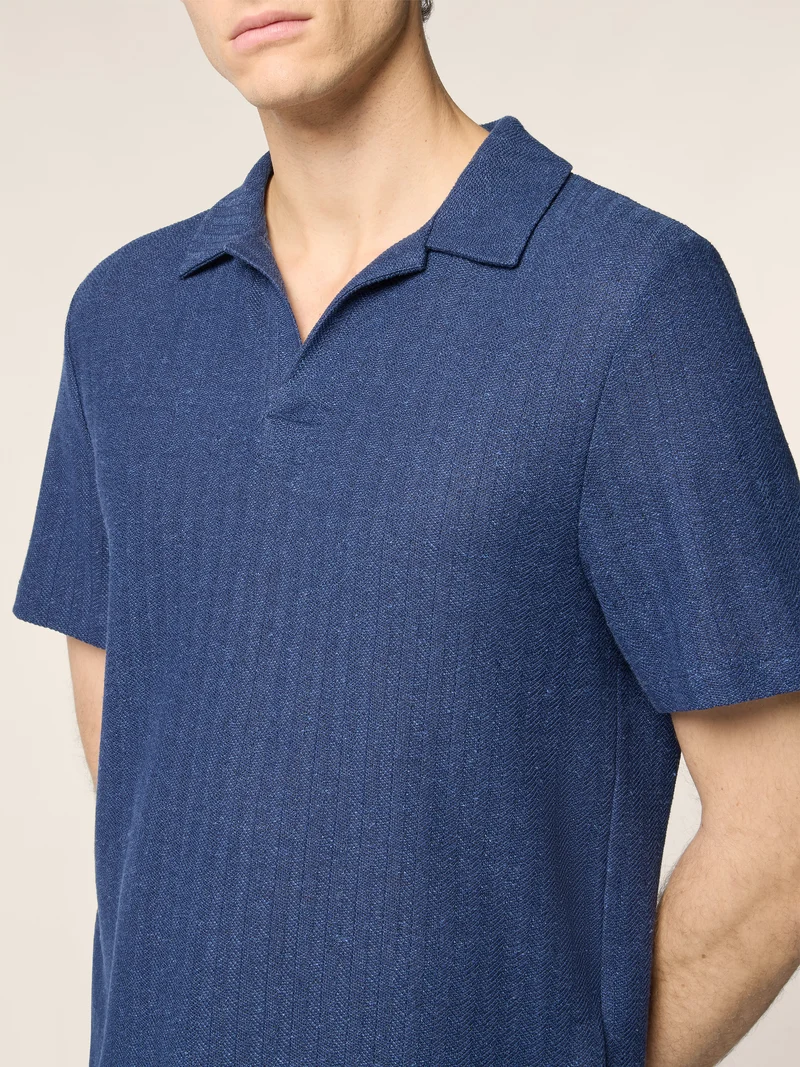 Cotton and Linen Jersey Polo