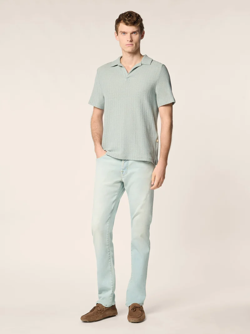 Cotton and Linen Jersey Polo