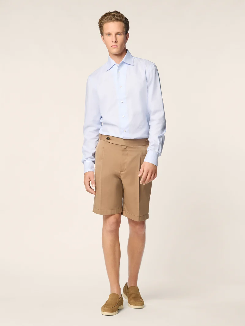 Ollie – Bermudas Wool and Cotton Herringbone Fabric