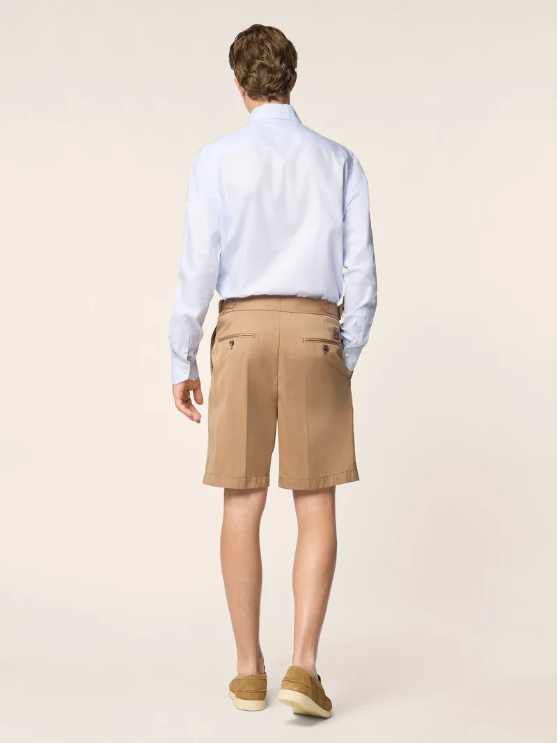 Ollie – Bermudas Wool and Cotton Herringbone Fabric