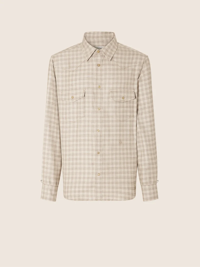 Western Shirt in Prince of Wales Loro Piana