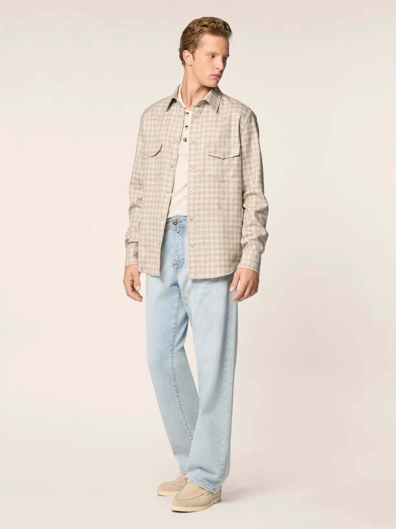Western Shirt in Prince of Wales Loro Piana