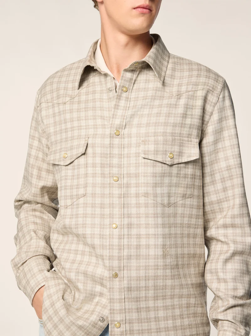 Western Shirt in Prince of Wales Loro Piana