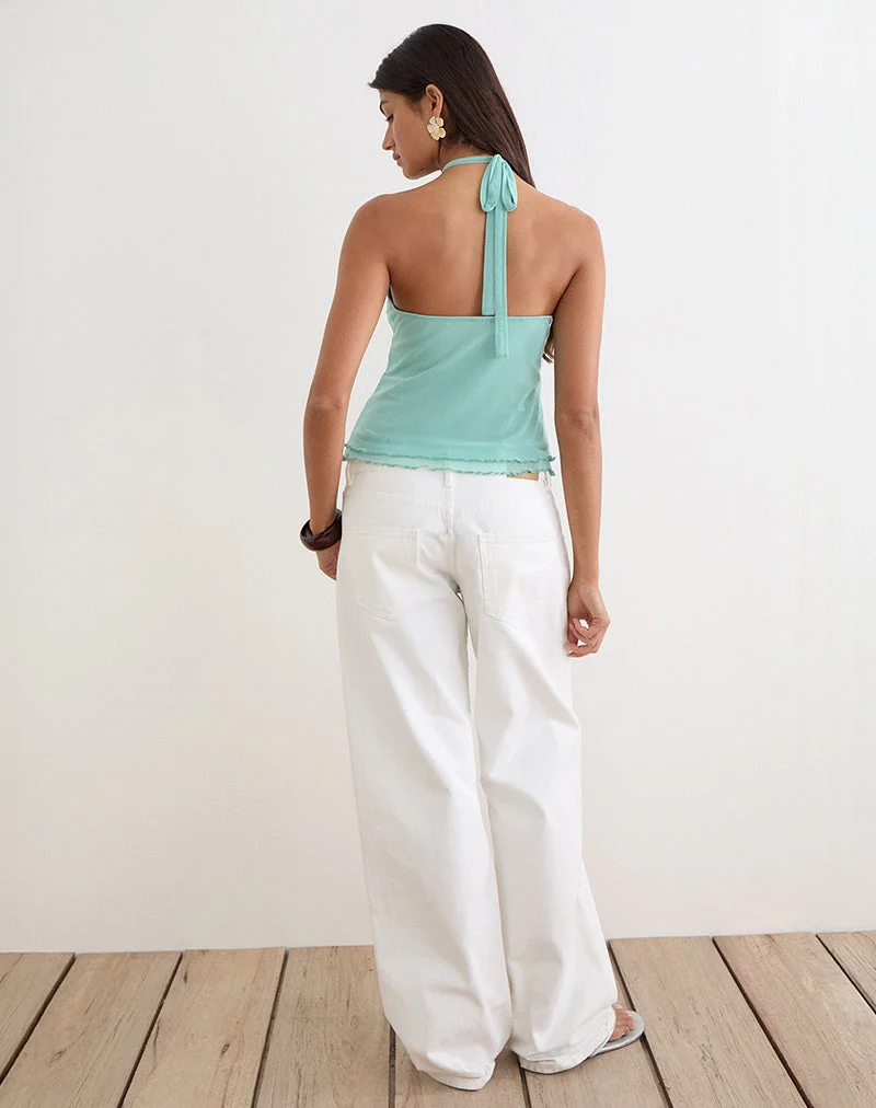 Aliraga-Top aus Mesh in Aqua