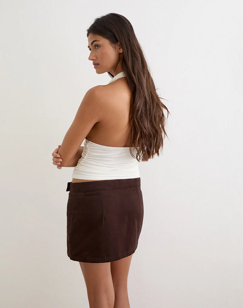 Ziphy-Minirock aus pfirsichfarbenem, braunem Twill