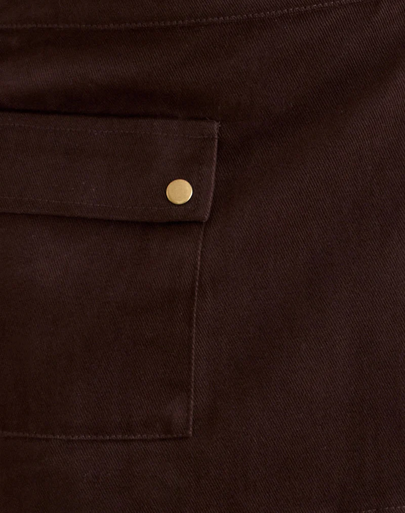 Ziphy-Minirock aus pfirsichfarbenem, braunem Twill