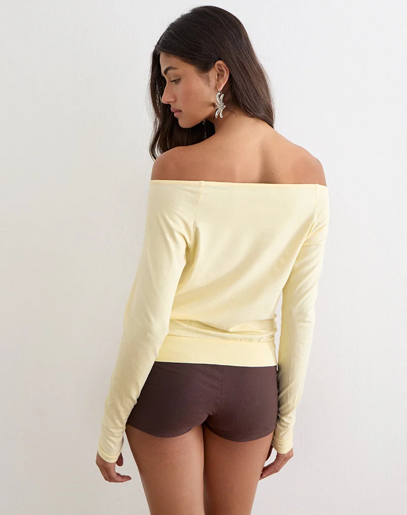 Sore Langarm-Cowl-Top mit Perlen in der Farbe „Jersey Lemon“